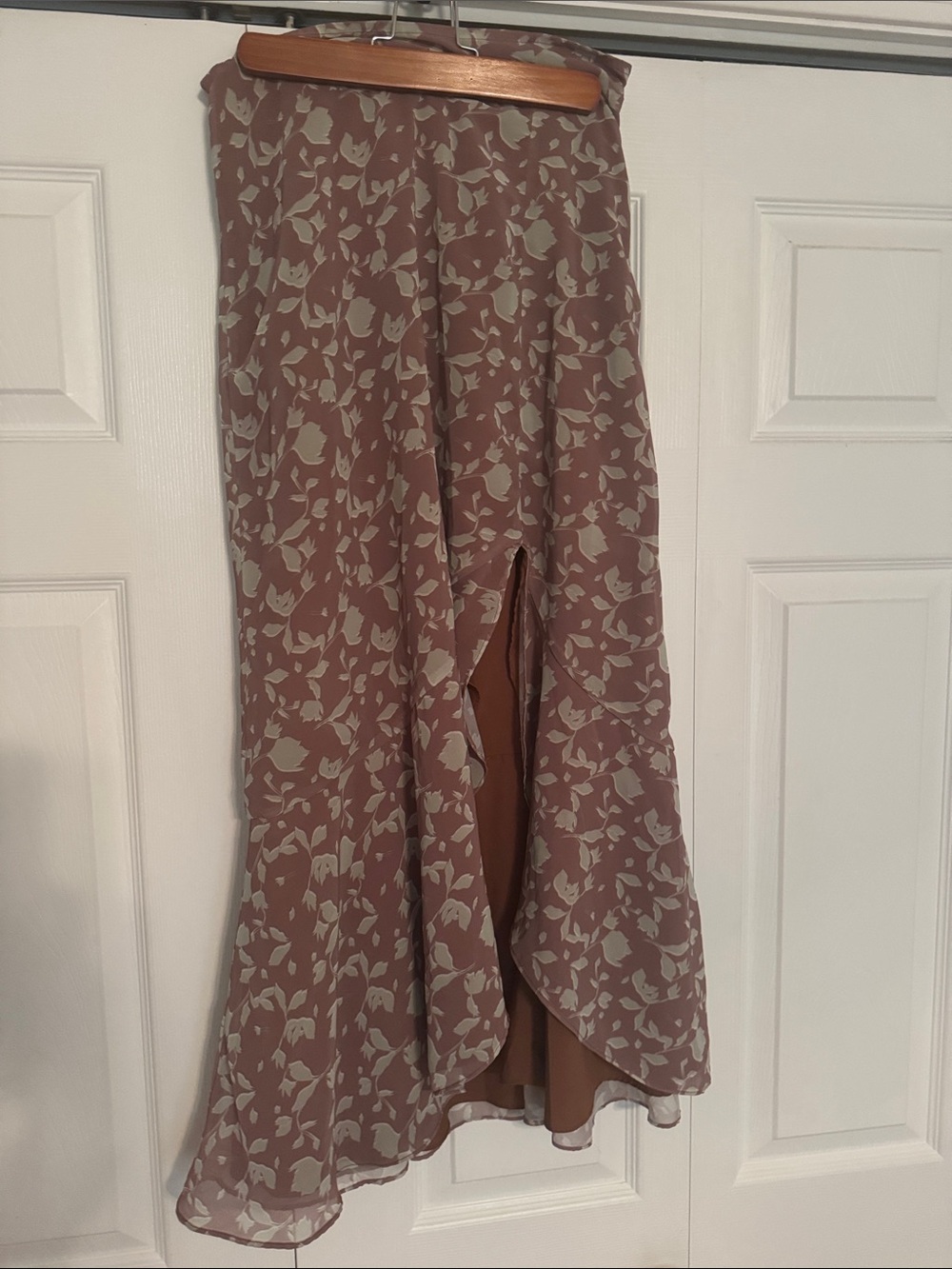 Mauve Floral High-Low Wrap Skirt